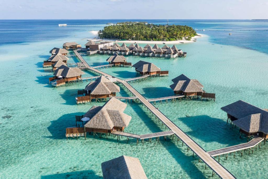 Ekstravagants brīvdienu galamērķis Conrad Maldives Rangali salas skats